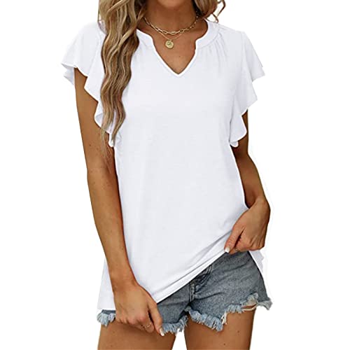 T-Shirt Damen Kurzarm V Ausschnitt Sexy Sommer Oberteile Tops Tunika Oberteile Top Hemd Sommer Frühling von Cloudsemi