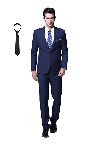 Cloudstyle Anzug Herren Slim Fit 2 Teilig Krawatte Anzüge Business Herrenanzug Sakko für Hochzeit Dunkelblau 3XL von Cloudstyle