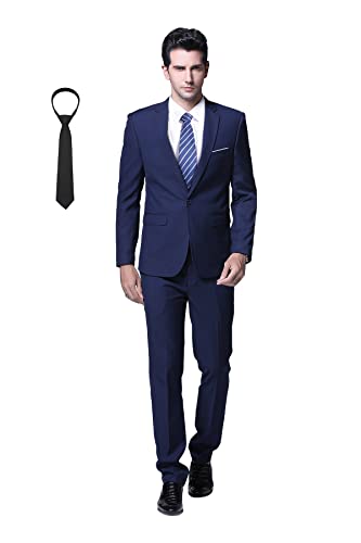 Cloudstyle Anzug Herren Slim Fit 2 Teilig Krawatte Anzüge Business Herrenanzug Sakko für Hochzeit Dunkelblau XXL von Cloudstyle