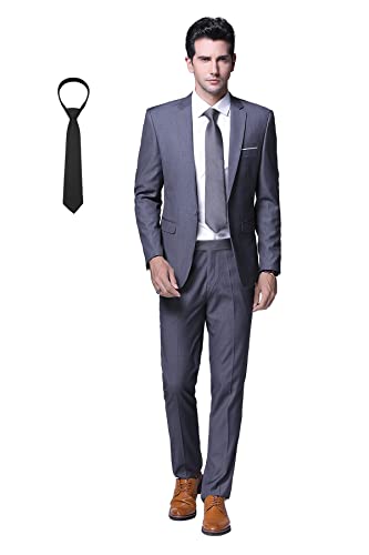 Cloudstyle Anzug Herren Slim Fit 2 Teilig Krawatte Anzüge Business Herrenanzug Sakko für Hochzeit Dunkelgrau 3XL von Cloudstyle