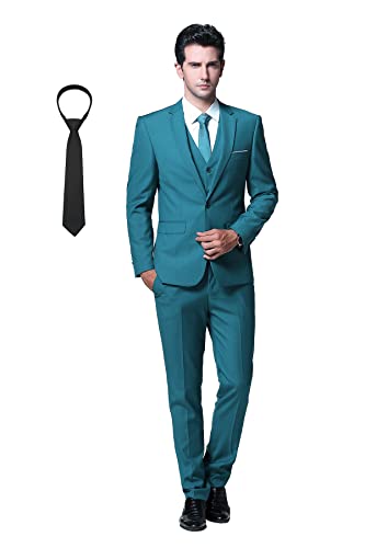 Cloudstyle Anzug Herren Slim Fit 3 Teilig Krawatte Anzüge Business Herrenanzug Sakko für Hochzeit Blau 3XL von Cloudstyle