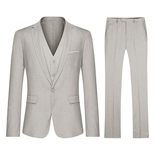 Cloudstyle Herrenanzug Schwarz Anzüge Slim Fit 3 Teilig Smoking Modern Sakko für Hochzeit Business Beige S von Cloudstyle