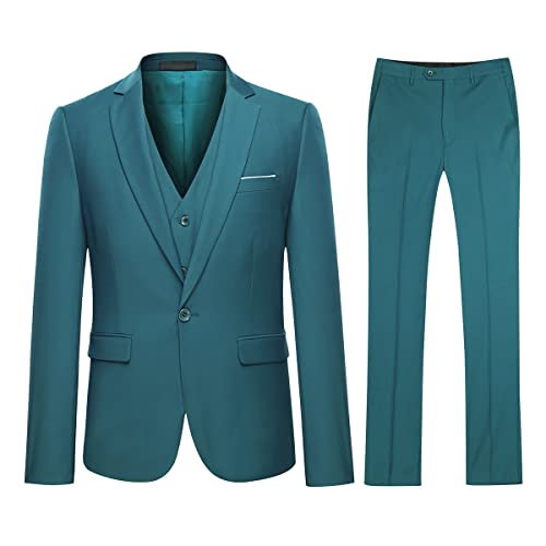 Cloudstyle Herrenanzug Schwarz Anzüge Slim Fit 3 Teilig Smoking Modern Sakko für Hochzeit Business Blau L von Cloudstyle