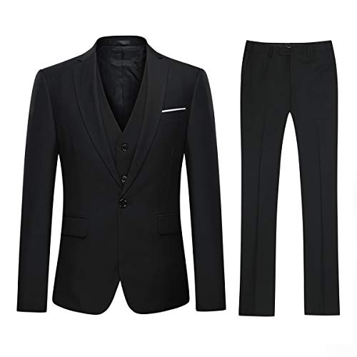 Cloudstyle Herrenanzug Schwarz Anzüge Slim Fit 3 Teilig Smoking Modern Sakko für Hochzeit Business Schwarz L von Cloudstyle