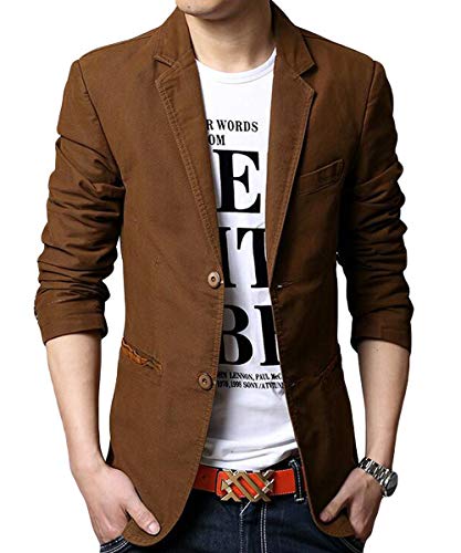 Allthemen Herren Sakko Sportlich Modern Blazer Elegant Jackett Slim Fit Freizeit Braun L von Allthemen