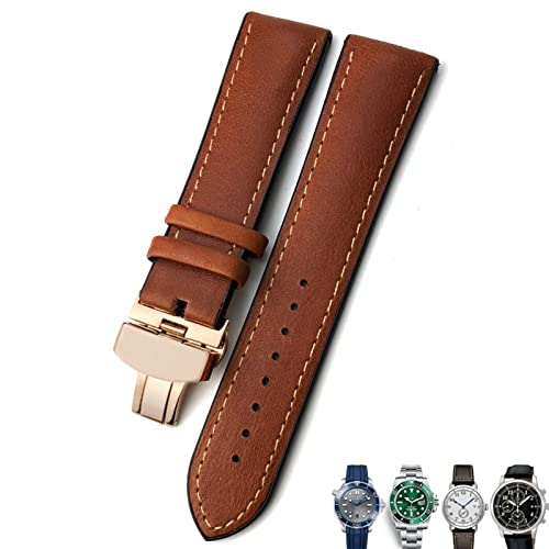 Clouism 20/21/22mm Leder Uhrenarmband Schwarz Braun Uhrenarmbänder für Rolex für Omega Seamaster 300 für Hamilton für Seiko für IWC für Tissot Armband(Dark brown rose,22mm) von Clouism