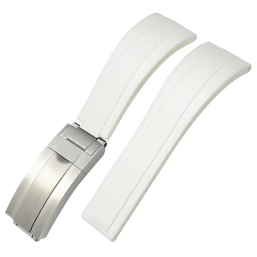 Clouism 20 mm 21 mm Gummi-Silikon-Armband, passend für Rolex Submariner GMT OYSTERFLEX Daytona DEEPSEA, wasserdichtes Armband(White 1,21mm) von Clouism