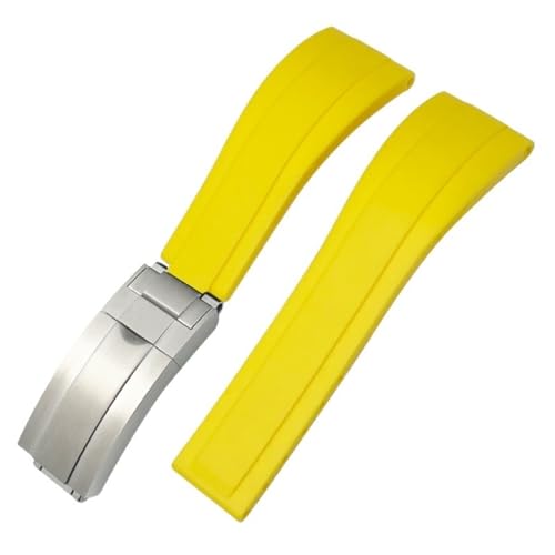 Clouism 20 mm 21 mm Gummi-Silikon-Armband, passend für Rolex Submariner GMT OYSTERFLEX Daytona DEEPSEA, wasserdichtes Armband(Yellow 1,20mm) von Clouism