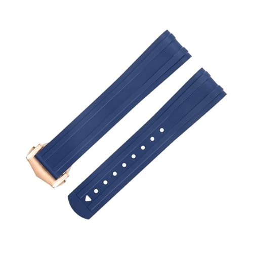 Clouism 20 mm FKM Fluorkautschuk mit gebogenem Ende für Omega-Armband für Seamaster 300 Diving Ersatz-Uhrenarmbänder mit Faltschließe aus Edelstahl(Blue 2) von Clouism