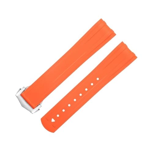 Clouism 20 mm FKM Fluorkautschuk mit gebogenem Ende für Omega-Armband für Seamaster 300 Diving Ersatz-Uhrenarmbänder mit Faltschließe aus Edelstahl(Orange 3) von Clouism