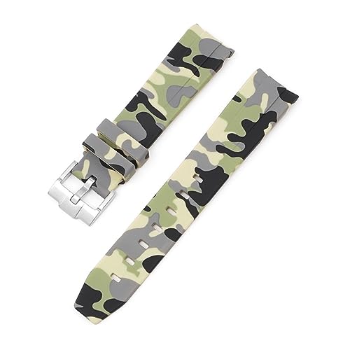 Clouism 20 mm Natur-Fluorkautschuk-Uhrenarmband mit gebogenem Ende. Ersatz für Rolex-Armband. Neue grüne Submariner Explorer 2 Rollen-Uhrenarmbänder(Camouflage beige) von Clouism
