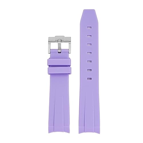 Clouism 20 mm Natur-Fluorkautschuk-Uhrenarmband mit gebogenem Ende. Ersatz für Rolex-Armband. Neue grüne Submariner Explorer 2 Rollen-Uhrenarmbänder(Light purple) von Clouism