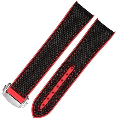 Clouism 20mm 22mm Gummi Nylon Silikon Uhrenarmband für Omega GMT Planet Ocean Seamaster Diver 300 gebogenes Ende Orange Uhrenarmband(Olive Flak,22mm) von Clouism