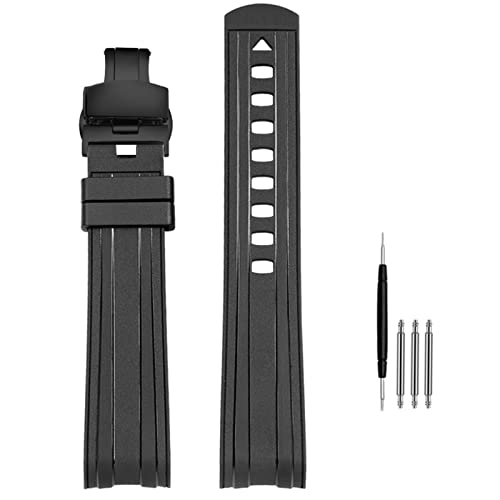 Clouism 20mm 22mm Gummi Uhrband für Omega Seamaster 003 007 Planet Ocean AT150 Stiftschnalle Silikongurt Uhrenbandarmband(Olive Flak,22mm) von Clouism