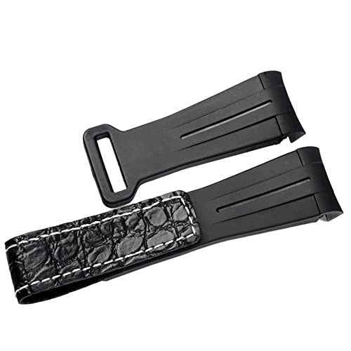 Clouism 20mm Uhrenarmband für Rolex SUB Daytona GMT Uhrenarmband Leder Gummi Silikon Wasserdicht Arc Mouth Handgelenk Armband(Black line) von Clouism