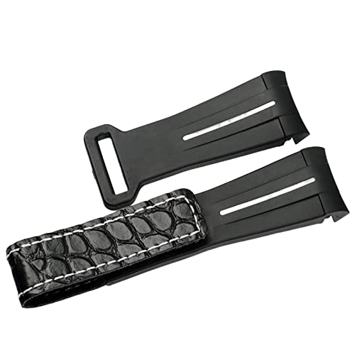 Clouism 20mm Uhrenarmband für Rolex SUB Daytona GMT Uhrenarmband Leder Gummi Silikon Wasserdicht Arc Mouth Handgelenk Armband(White line) von Clouism