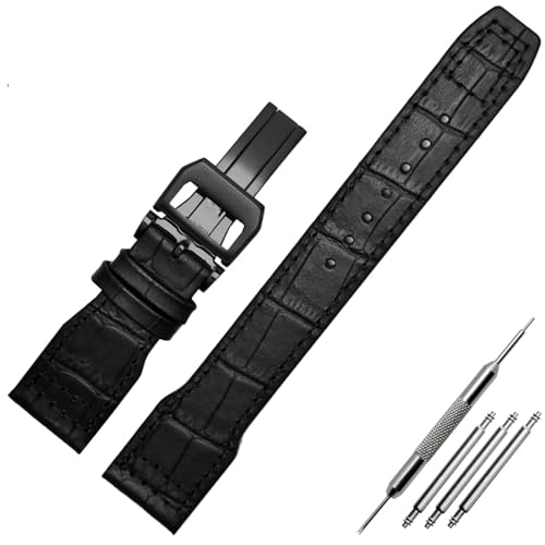 Clouism 22-mm-Armband aus echtem Leder mit Nylonnieten, passend für IWC SPITFIRE Big Pilot's Watch IW5009, Rindslederarmband(A-Black black) von Clouism