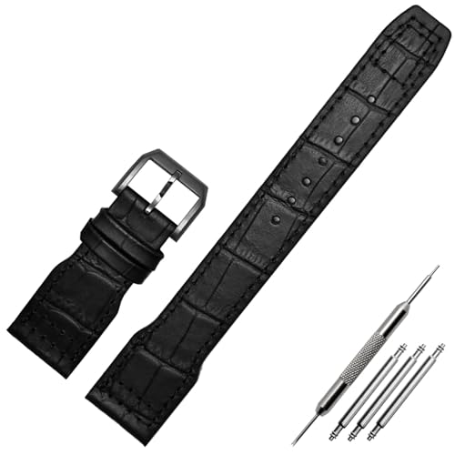 Clouism 22-mm-Armband aus echtem Leder mit Nylonnieten, passend für IWC SPITFIRE Big Pilot's Watch IW5009, Rindslederarmband(A-Black black pin) von Clouism