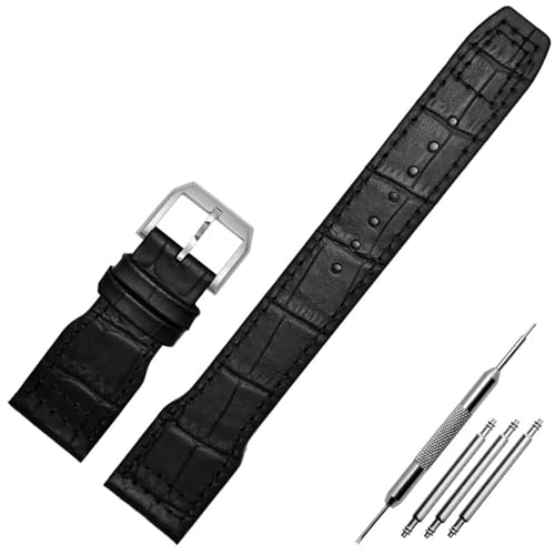 Clouism 22-mm-Armband aus echtem Leder mit Nylonnieten, passend für IWC SPITFIRE Big Pilot's Watch IW5009, Rindslederarmband(A-Black silver pin) von Clouism