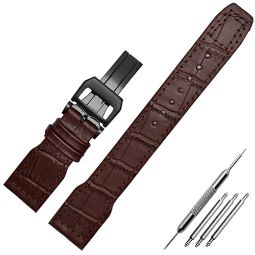 Clouism 22-mm-Armband aus echtem Leder mit Nylonnieten, passend für IWC SPITFIRE Big Pilot's Watch IW5009, Rindslederarmband(A-Brown black) von Clouism