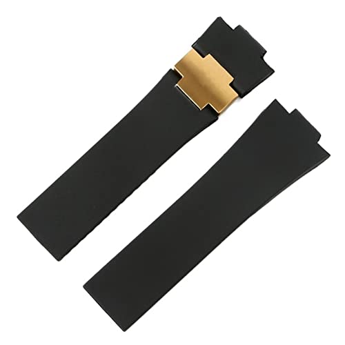 Clouism Armband Armband Silikon Uhrenarmband für Ulysse-Nardin MARINE Wasserdichtes Gummiarmband Sport 25 * 12mm Mann Uhren Sport(Black gold strap) von Clouism