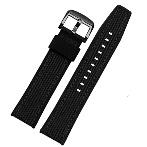 Clouism Echtes Leder mit Silikonboden -Uhrband für SRPD76K1 SRPE80K1 SRPE79K1 Armband Sports wasserdichtes Riemen 22mm schwarzbraun(Nylon black black) von Clouism