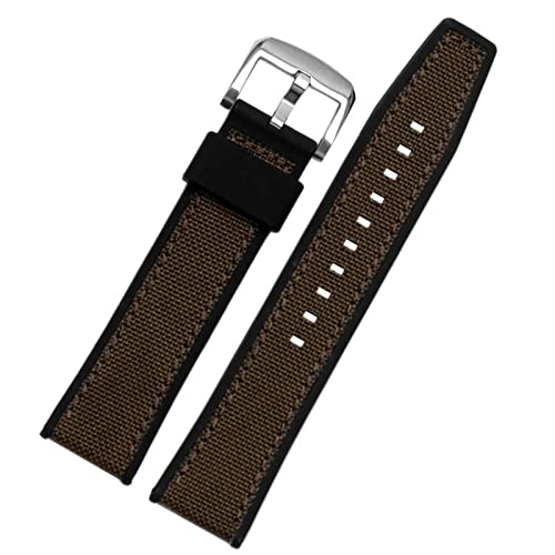 Clouism Echtes Leder mit Silikonboden -Uhrband für SRPD76K1 SRPE80K1 SRPE79K1 Armband Sports wasserdichtes Riemen 22mm schwarzbraun(Nylon khaki silver) von Clouism