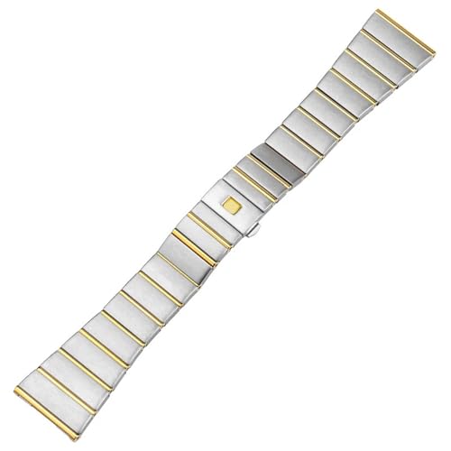 Clouism Edelstahl-Armband für Omega-Uhrenarmband 15 mm, 17 mm, 18 mm, 23 mm, 25 mm, massives Metall-Uhrenarmband, Stahlarmband(Silver gold,23mm) von Clouism