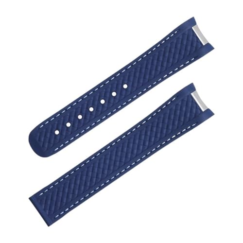 Clouism Fluorkautschuk mit gebogenem Ende für Omega-Armband Seamaster 300 AQUA TERRA AT150 8900 Uhr Weiches Armband Herren Ersatz(Blue No buckle) von Clouism