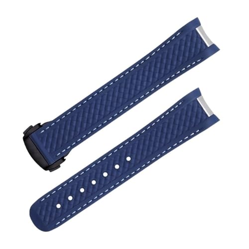 Clouism Fluorkautschuk mit gebogenem Ende für Omega-Armband Seamaster 300 AQUA TERRA AT150 8900 Uhr Weiches Armband Herren Ersatz(Blue4) von Clouism