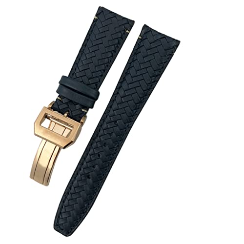 Clouism Für Iwc Portugieser großer Pilot IW377714 IW394005 Leder Uhrengurt blau Armband 20mm 21mm 22 mm Premium -Kauflattengurt(Blue Rose Buckle,21mm) von Clouism