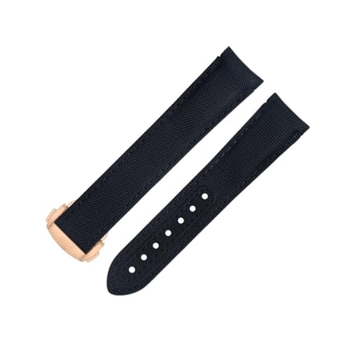 Clouism Für Omega-Armband AT150 Seamaster 300 Planet Ocean De Ville Speedmaster Uhrenarmband mit gebogenem Ende, 20 mm schwarze Linie, hochdichtes Nylon-Rindsleder-Uhrenarmband(Blue 7) von Clouism