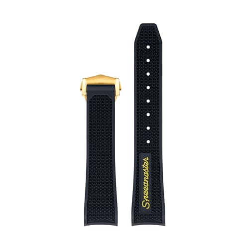 Clouism Für Omega Speedmaster Uhrenarmband, Edelstahl-Faltschließe, 20 mm, 21 mm, 22 mm, Gummi-Silikon-Uhrenarmbänder(Black Yellow 3,20mm) von Clouism