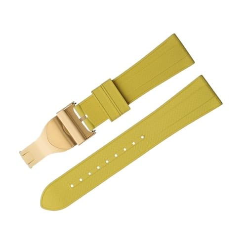 Clouism Für TUDOR Armband M79360.M79363, Edelstahl-Faltschließe, Black Bay 1958 GMT, 41 mm Zifferblatt, 22 mm flaches Ende, weiche Fluorkautschuk-Uhrenarmbänder(Yellow 2) von Clouism