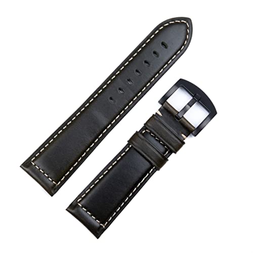 Clouism Vintage italienisches gewachstes Leder Uhrenarmband Armband 18mm 20mm 22mm 24mm Armband Handgelenk Zubehör(Tan Brown Blk,24mm) von Clouism