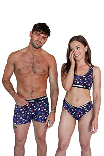 Cloundies Passende Unterwäsche für Paare – Donut Space Design Baumwolle Undies Set mit Socken – für Sie und Ihn Geschenke, Weltall, Medium von Cloundies