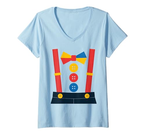 Damen Lustiges Clown-Kostüm T-Shirt mit V-Ausschnitt Damen Lustiges Clown-Kostüm T-Shirt mit V-Ausschnitt von Clown Costume for Halloween