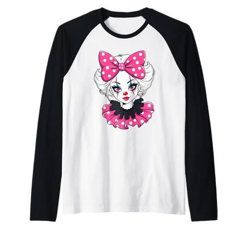 Clown Girlfriend Clowns Gesicht Zirkus Mädchen Kostüm Raglan von Clown Frauen Makeup Zirkus Spaß
