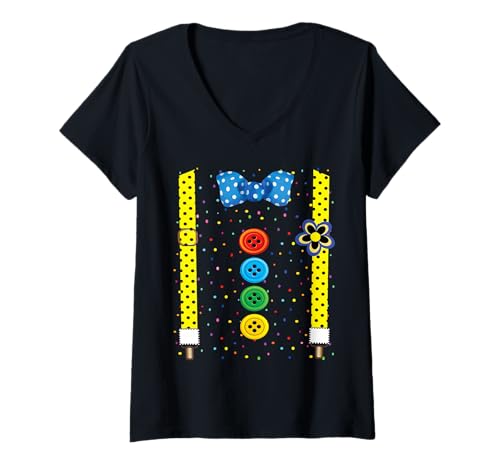 Damen Clown Karneval Kostüm Clownskostüm Clowns Fasching Köln T-Shirt mit V-Ausschnitt von Clown Karneval Kostüm Clownskostüm Clowns Shirt