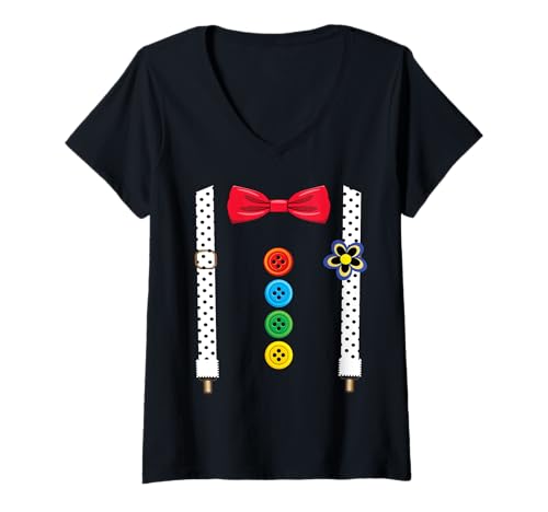 Damen Clown Karneval Kostüm Clownskostüm Clowns Fasching T-Shirt mit V-Ausschnitt von Clown Karneval Kostüm Clownskostüm Clowns Shirt