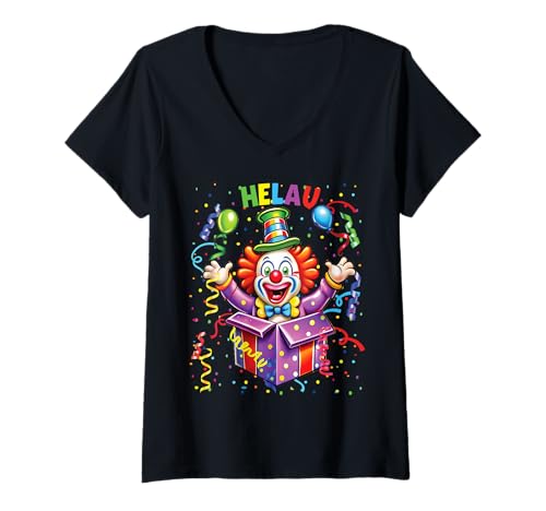Damen Clown Karneval Kostüm Clownskostüm Faschingskostüme Kinder T-Shirt mit V-Ausschnitt von Clown Karneval Kostüm Clownskostüm Clowns Shirt