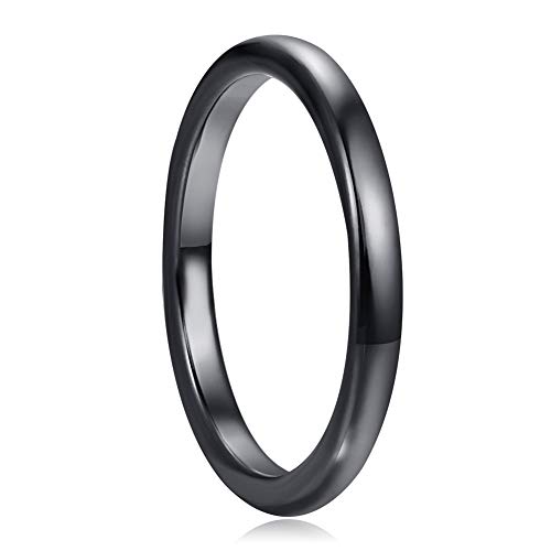 Cloyo Schwarzer Ring für Männer aus Wolfram Verlobungsring Damen Herren Eheringe Dünn 2mm Größe 65 (20.7) von Cloyo