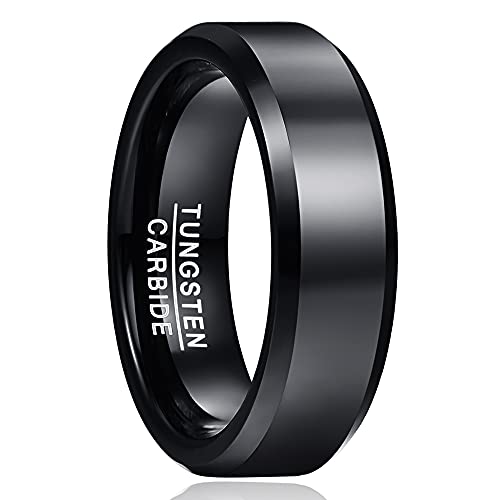 Cloyo 6mm Herren Damen Ring Schwarz Wolframcarbid Ehering Verlobungsringe Unisex für Hochzeit und Partnerschaft Polieren Größe 65 (20.7) von Cloyo