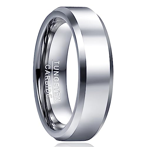 Cloyo Silber Herren Ring Schlichter Schmuck Damenring aus Wolfram Eheringe Ring für Männer Verlobungsringe Paar Freundschaftsring 6mm Größe 67.2 (21.4) von Cloyo