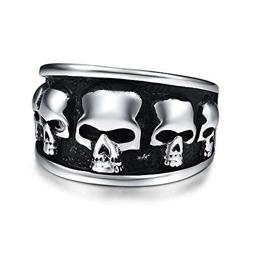 Cloyo Cool Herren Ringe Edelstahl Totenkopf Ring Schwarz Vintage Schmuck für Männer/Frauen Größe 57(18.1) von Cloyo