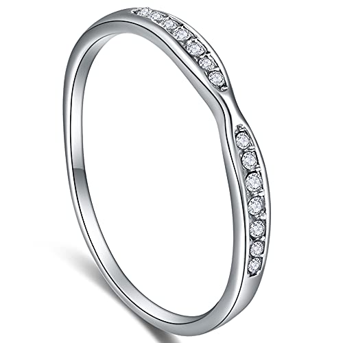 Cloyo Dünn Paar Ring Edelstahl Damen Verlobungsringe mit Zirkonia Trauringe Silber Hochzeitsringe Mobius Ring Größe 57 (18.1) von Cloyo