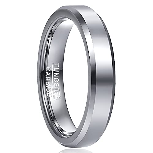 Cloyo Herren/Damen Ring Silber Eheringe 4mm Partnerring Verlobungsringe Paar Schlicht Hochpoliert mit Abgeschrägten Größe 63.4 (20.2) von Cloyo