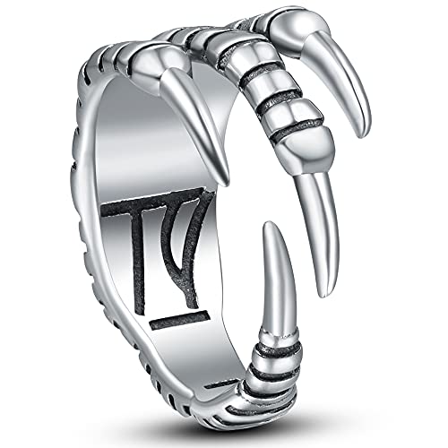 Cloyo Ringe für Herren Claw Ring Gothic Schmuck Biker Ringe Edelstahl Ring Rocker für Männer Junge Krallenringe Größe 54(17.2) von Cloyo