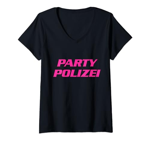 Damen Party Pink Polizei Club Polizeiuniform T-Shirt mit V-Ausschnitt Damen Party Pink Polizei Club Polizeiuniform T-Shirt mit V-Ausschnitt von Club Party Fun Design CPFD