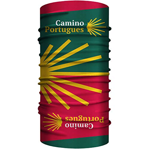 Camino Portugues Bandana 25 x 50 cm, Jakobsweg Schlauchschal, nahtloses Multifunktionstuch aus weicher Mikrofaser / Halstuch Kopftuch Mundschutz Schal / Pilger Pilgern Reiseführer Santiago (Portugues) von Club of Heroes